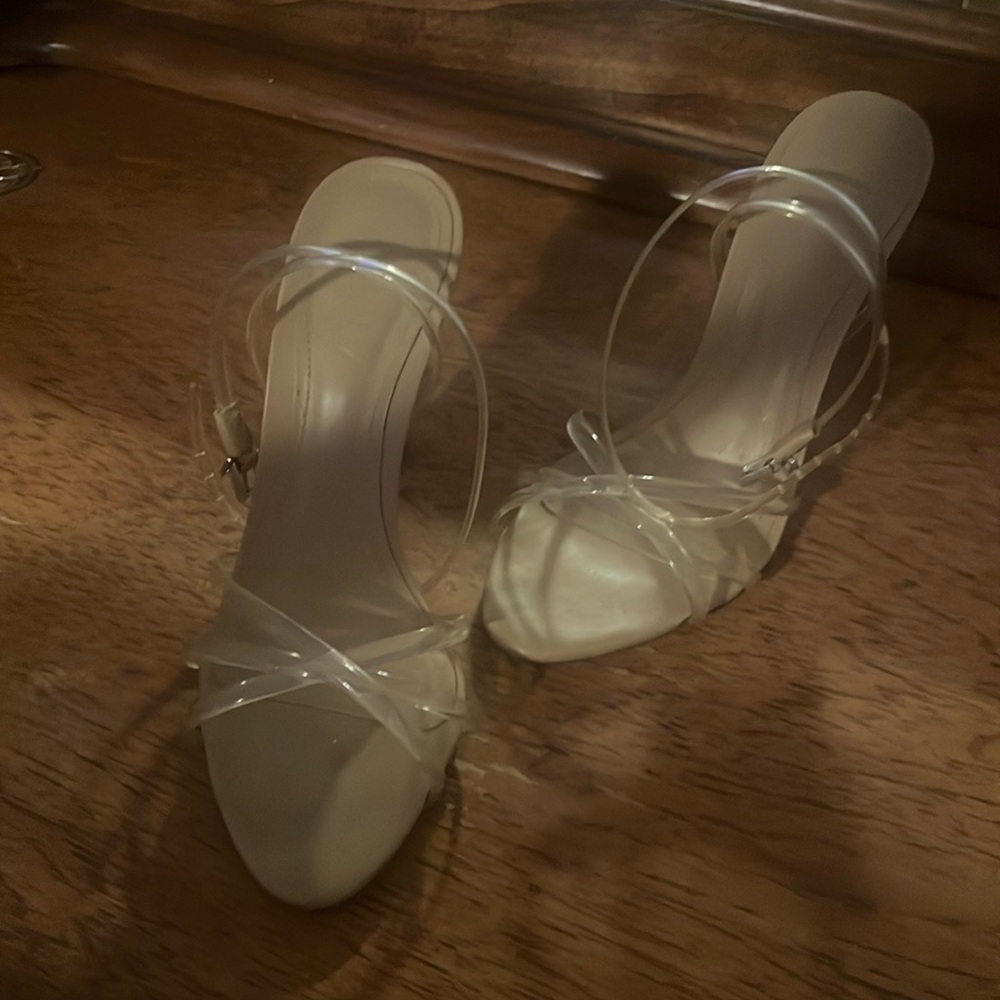 SCHUTZ Nude and Clear Strap Heels - Picture 2 of 7